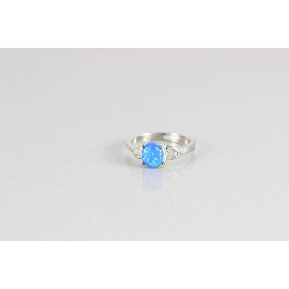 Sterling Silver Opal and CZ Ring Size 8 1/4 - Picture 6 of 7
